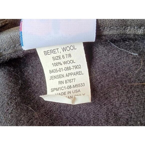 US ARMY Military Black 100% Wool Beret SIZE 6 7/8 Made USA - Picture 6 of 7